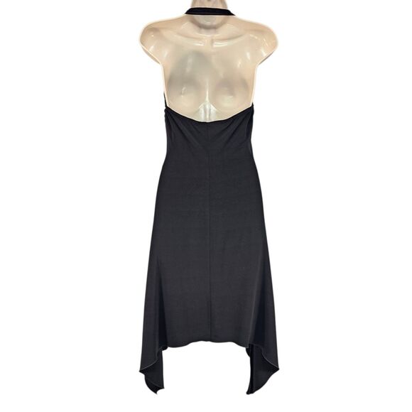 Y2K XOXO Collection Black Handkerchief Hem Halter Swing Salsa Latin Dress Size M - Picture 2 of 6